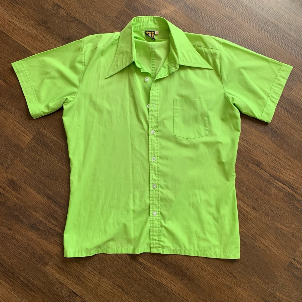 Amazing Vintage German Clothing Co. Sütex Chartreuse Lime Green Button Shirt